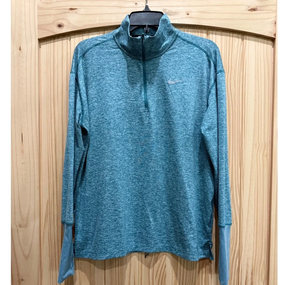 Nike Running Dri-FIT Element Half Zip Pullover Teal Heather Thumbhole Women L
